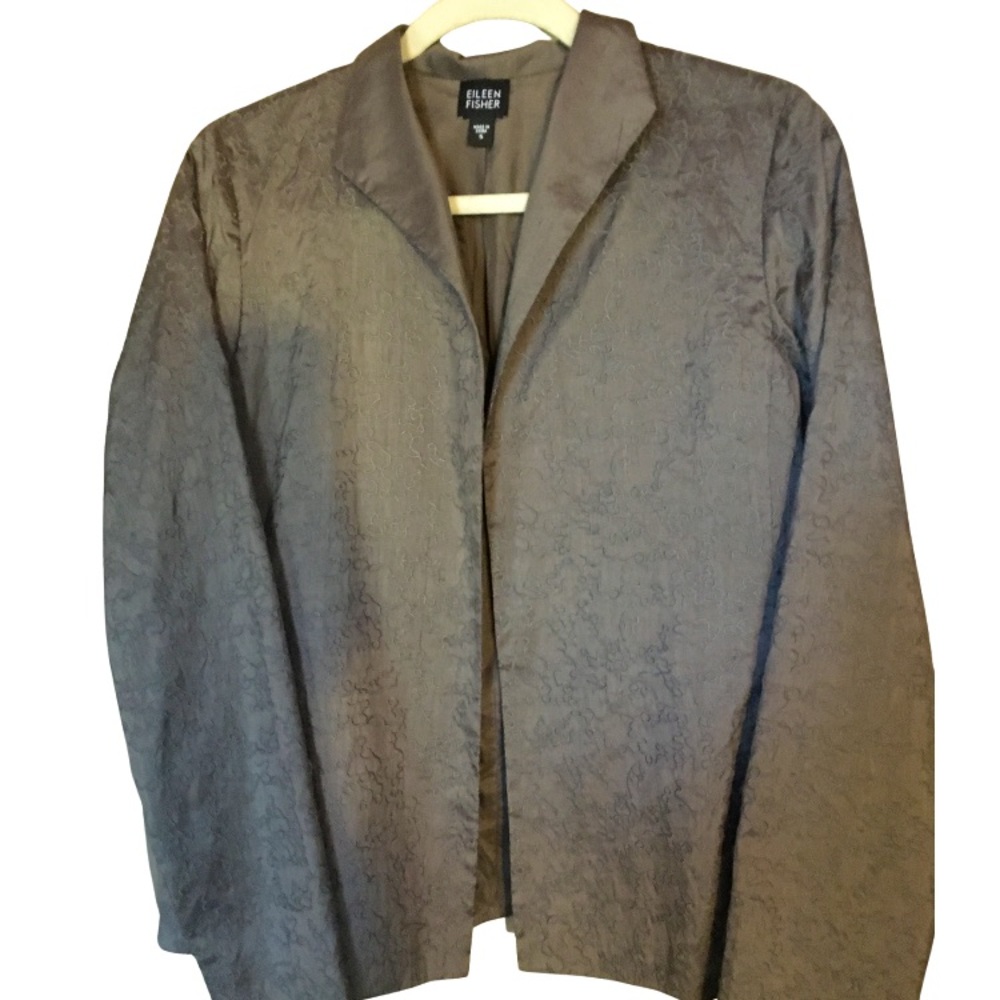 Eileen Fisher Taupe Raw Silk Swing Jacket, Beautiful Texture, Lined, Size small